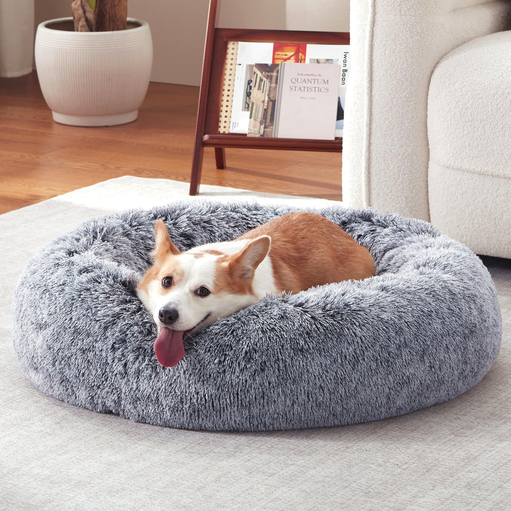 Warmrest: cama en forma de dona para perro mediano, descanso cómodo y cálido.