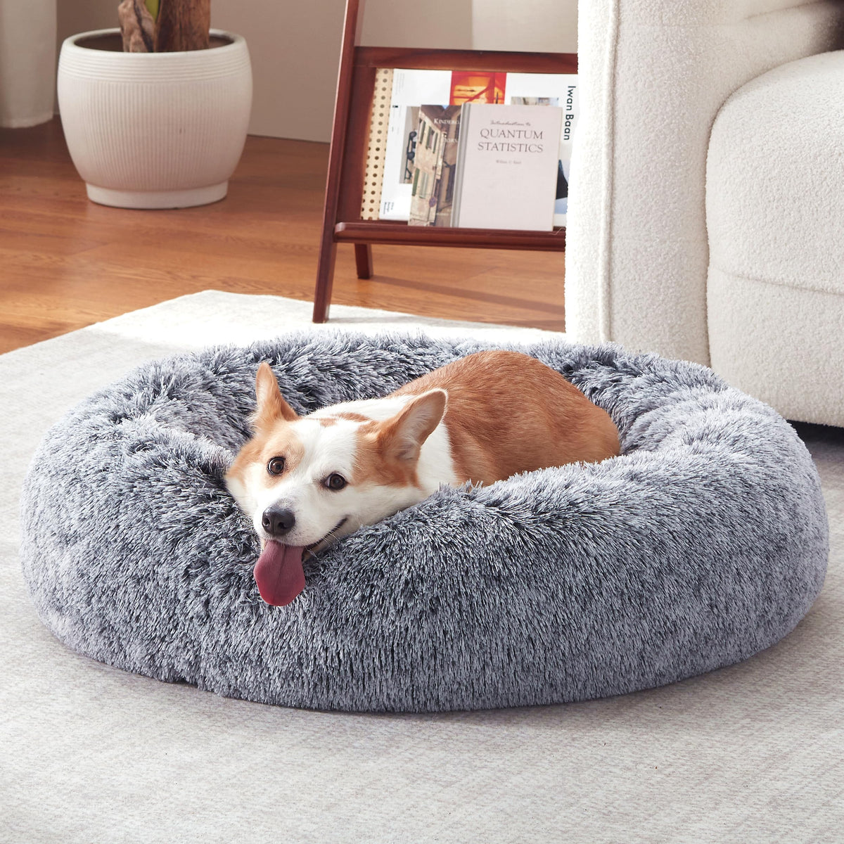 Warmrest: cama en forma de dona para perro mediano, descanso cómodo y cálido.