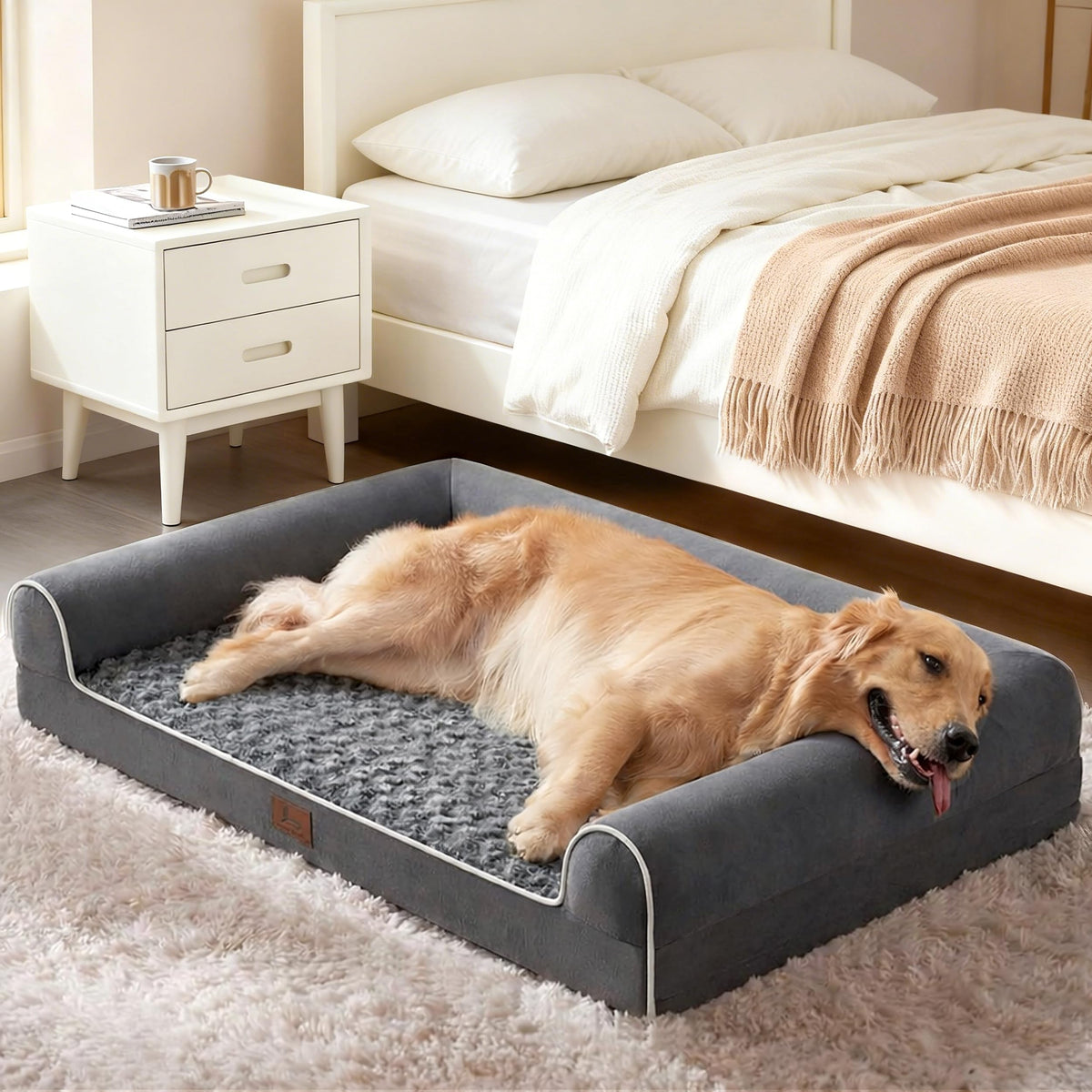 Warmrest cama para perro grande con espuma ortopédica para apoyo de articulaciones.