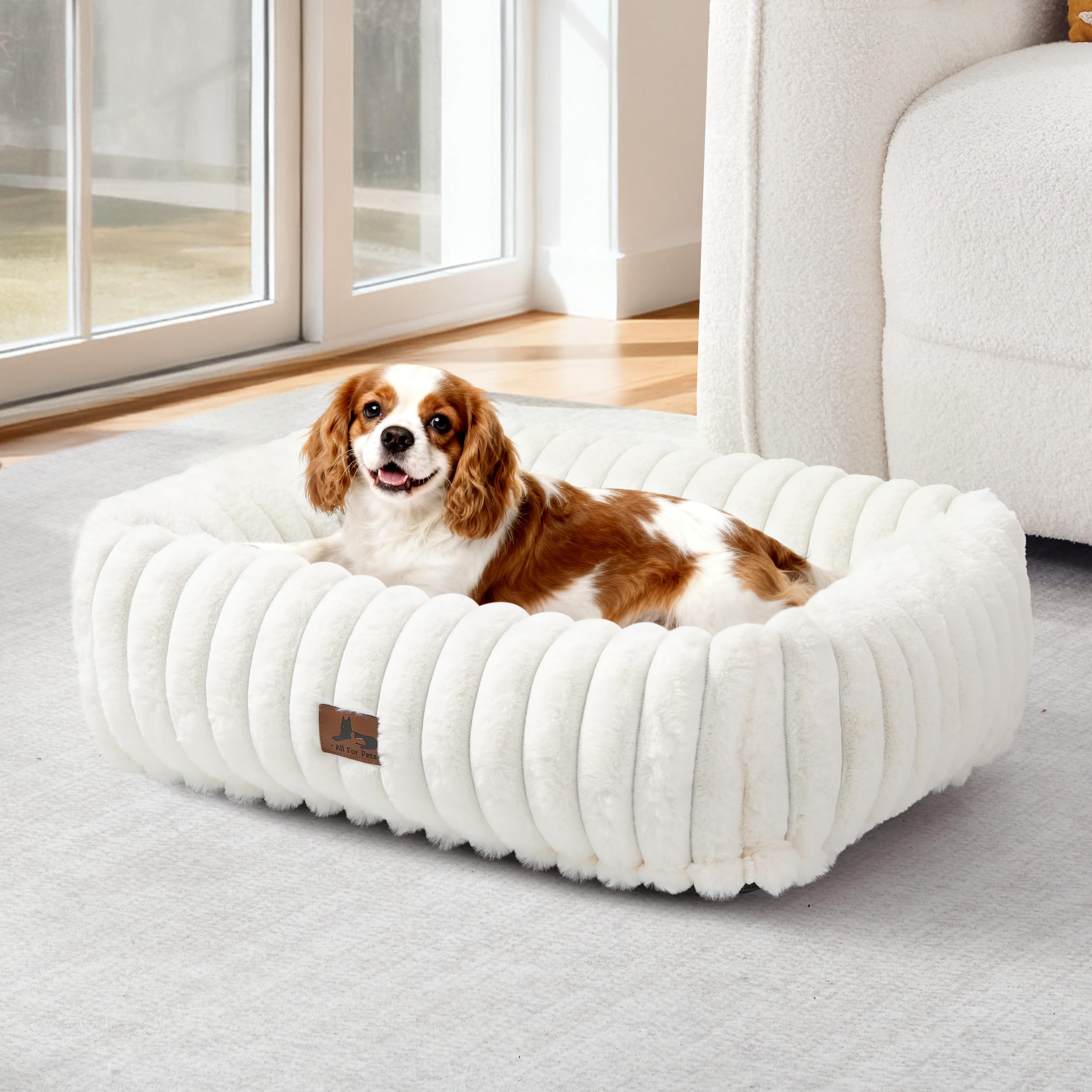 Warmrest cama para perros rectangular de corduroy ofrece soporte cómodo para la cabeza