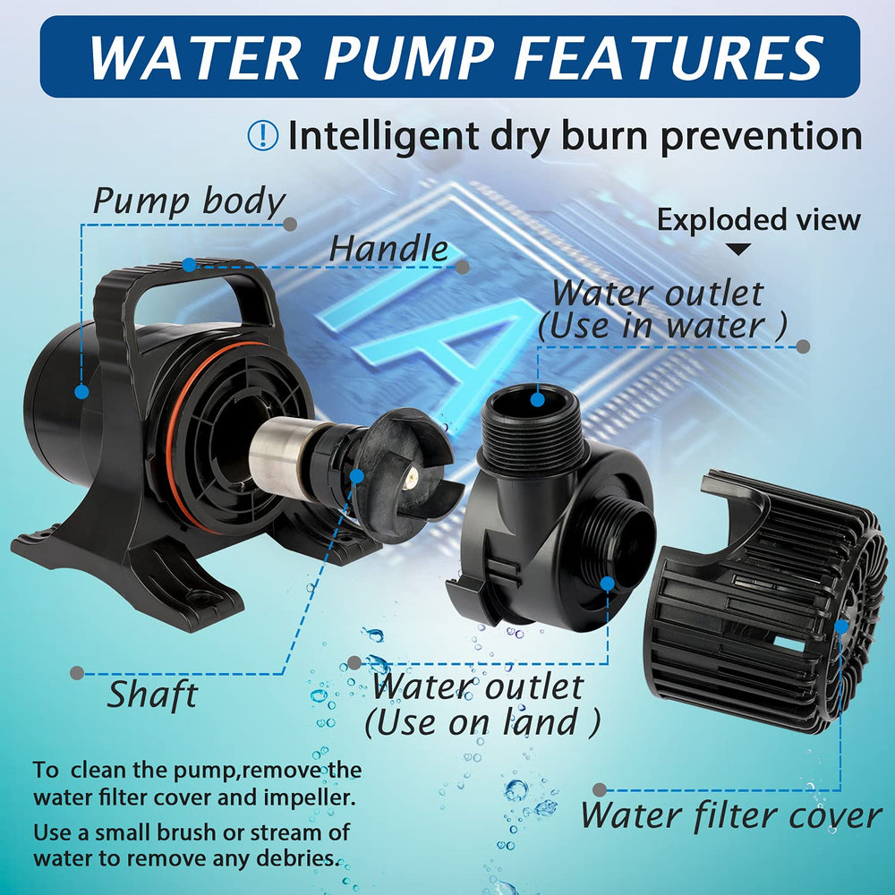 WaterRebirth PS-2900 bomba sumergible, rotor fácil de limpiar para mantenimiento.