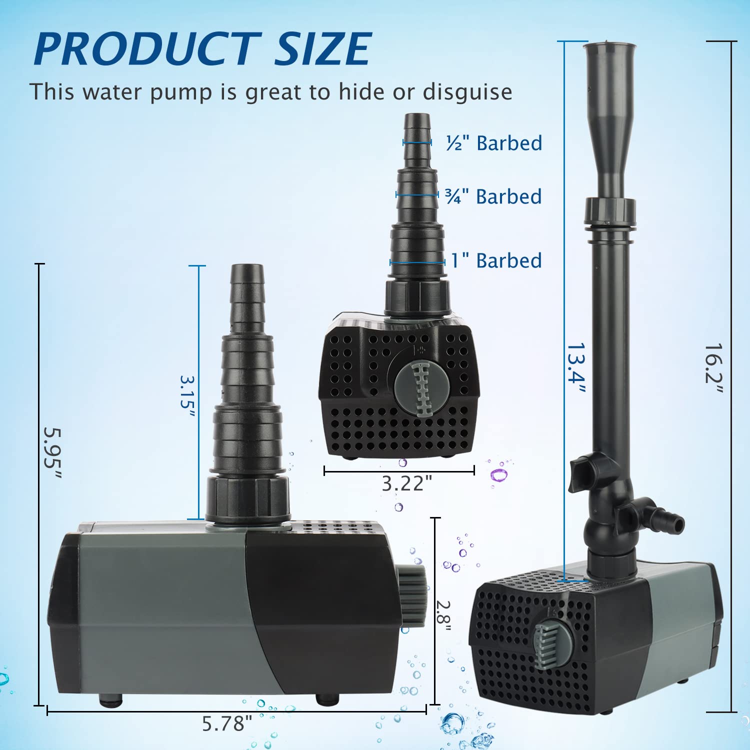 WaterRebirth HSUP2100F boquillas manguera 90 grados para nivel bajo