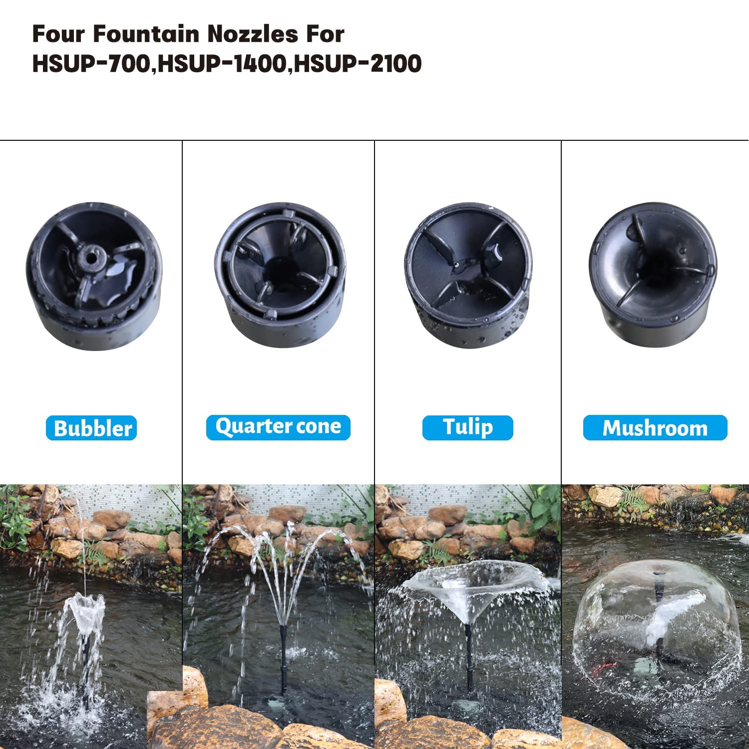 WaterRebirth HSUP2100F, chorros de fuente ajustables para fuentes vistosas