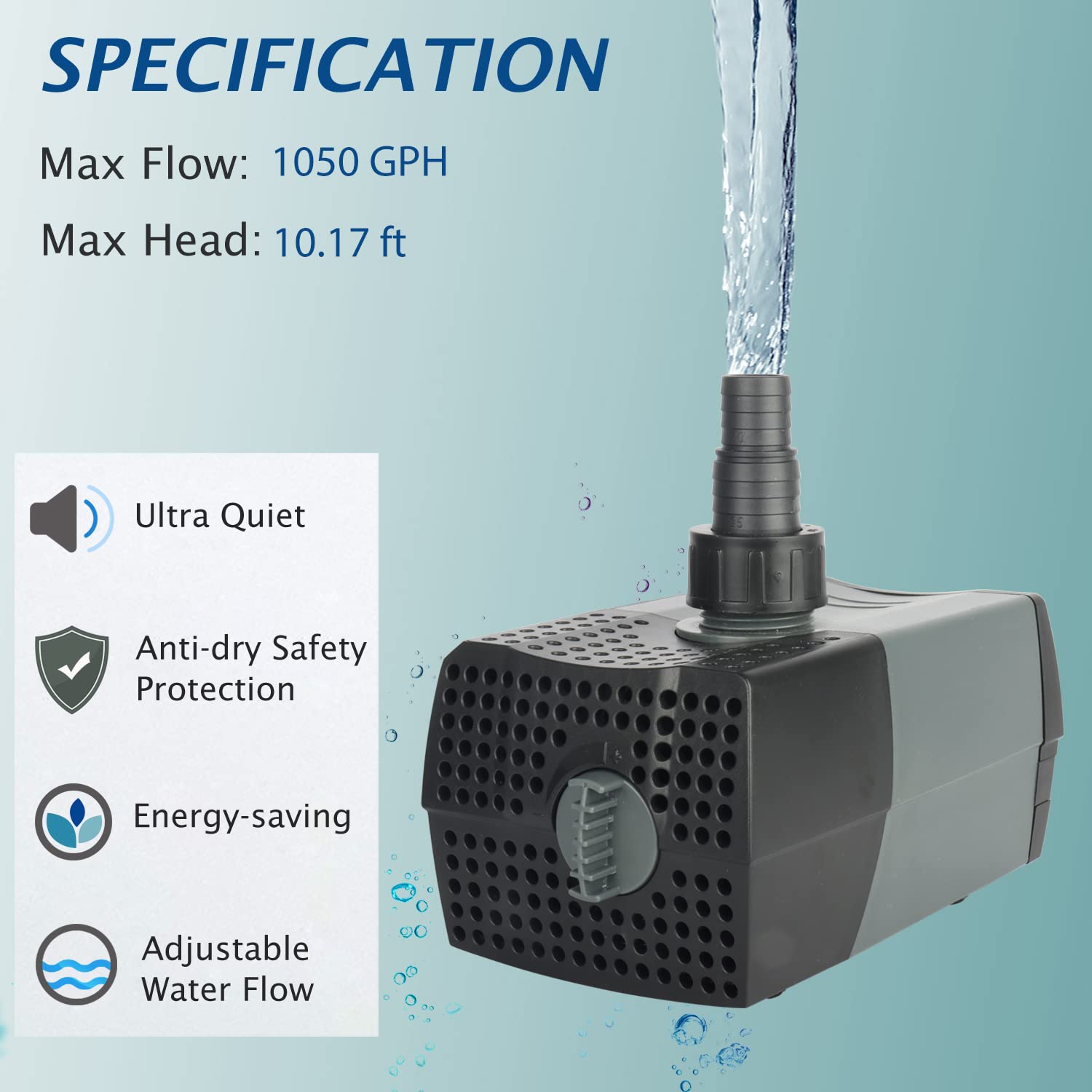 WaterRebirth HSUP4000F jet de fuente ajustable para crear patrones de agua personalizados