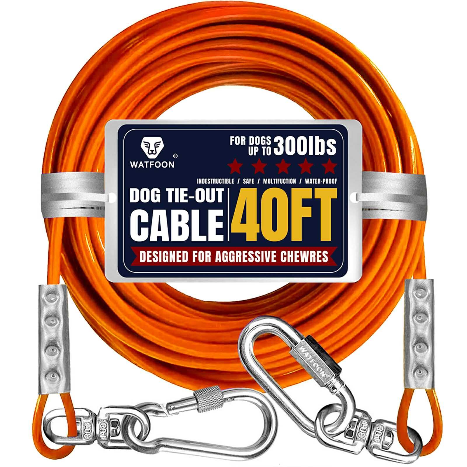 WATFOON cable de amarre para perro de 40 pies con acero inoxidable para mayor libertad al exterior
