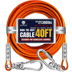 WATFOON cable de amarre para perro de 40 pies con acero inoxidable para mayor libertad al exterior