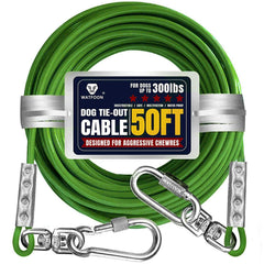 WATFOON cable de amarre para perros, 50 pies, libertad al aire libre segura.