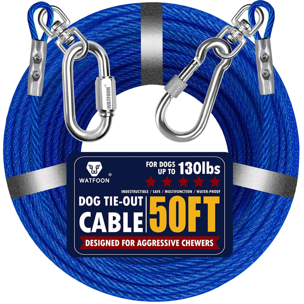 watfoon cable amarre-perro 50pies azul: uso seguro en patios y jardines