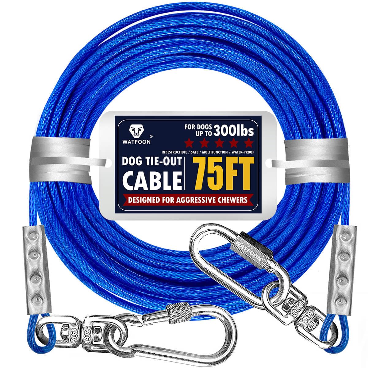 Cable de amarre WATFOON 75 pies azul reflectante para libertad al aire libre