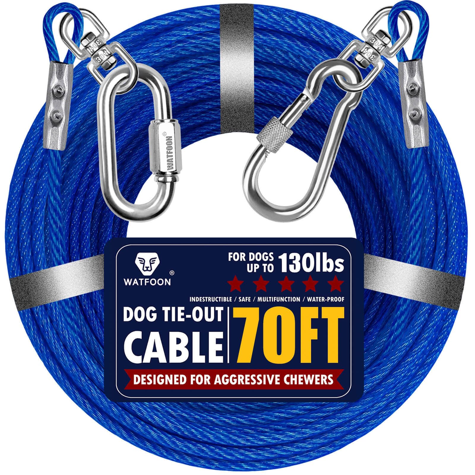 Watfoon cable de perro 70 pies azul, ideal para paseos amplios.
