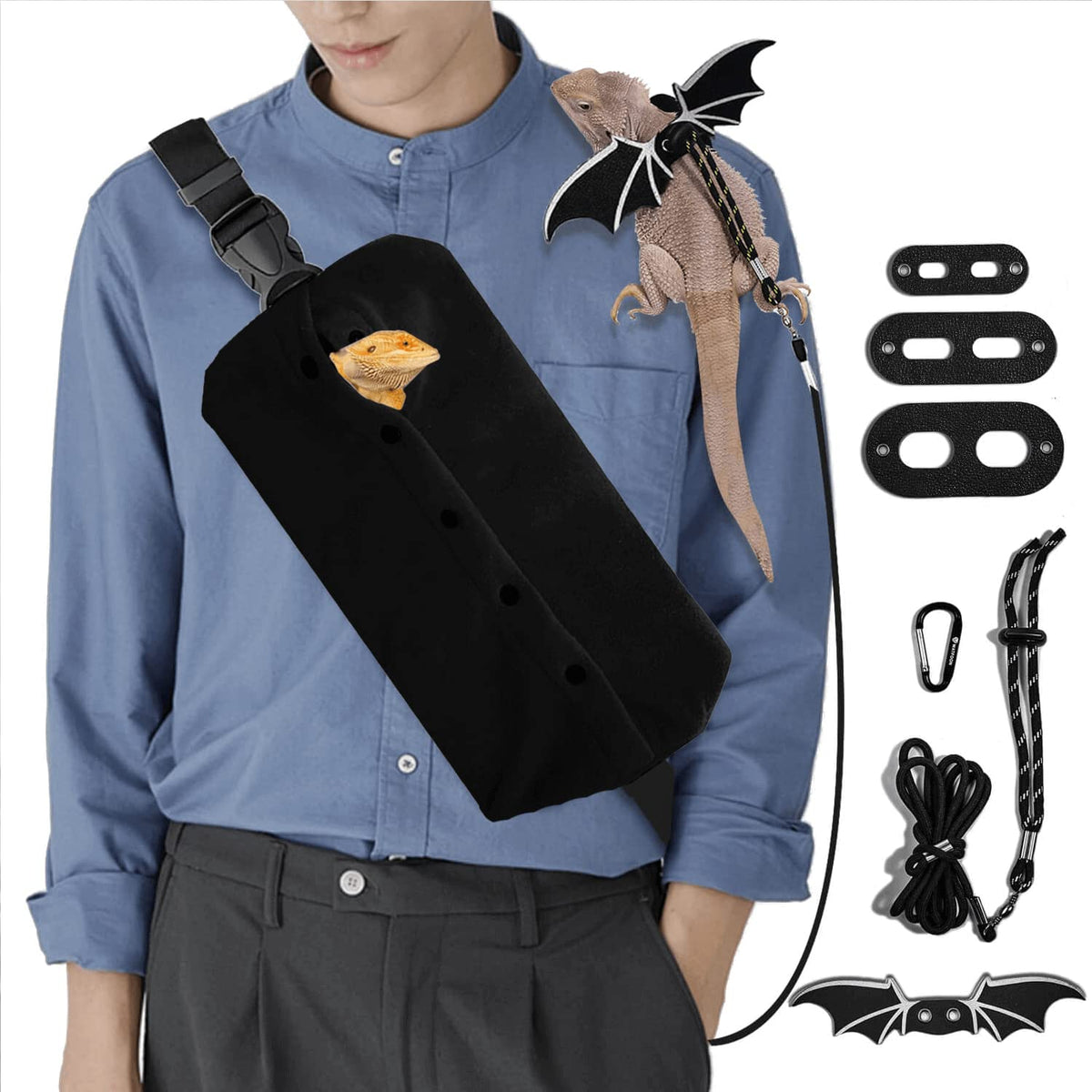 WATFOON sling lagarto con diseño exclusivo para paseos seguros.