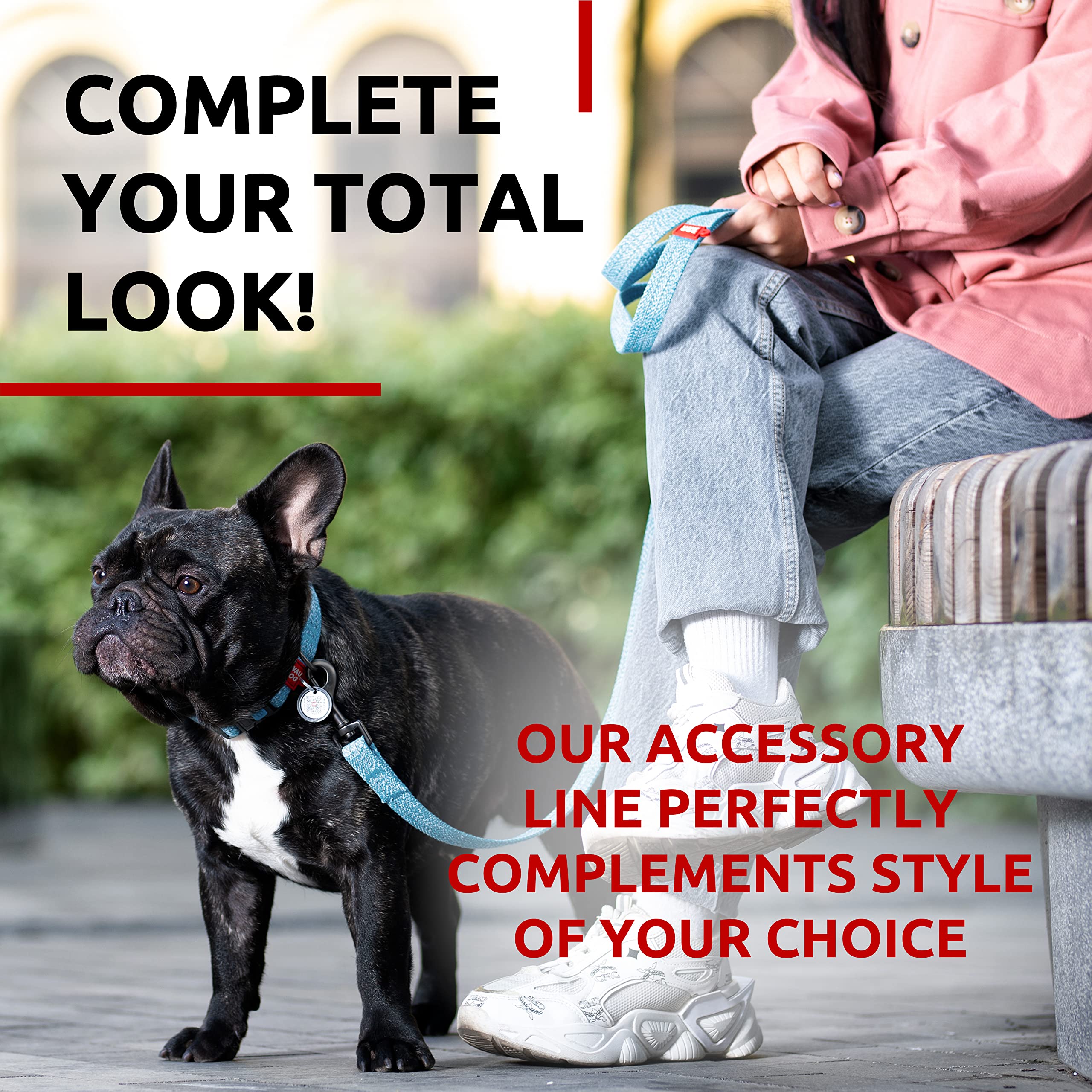 WAUDOG conjunto collar y correa reciclados, solución práctica para paseos.