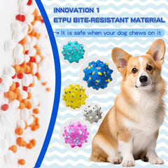 Wavevo pelotas perro con protuberancias para masticación y estímulo dental suave.