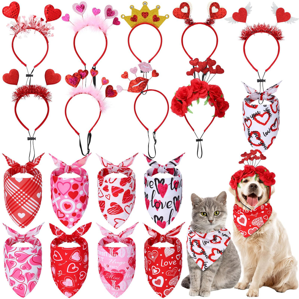 Wavwavw diadema para perro con corazones rojos, ideal para sesiones de San Valentín