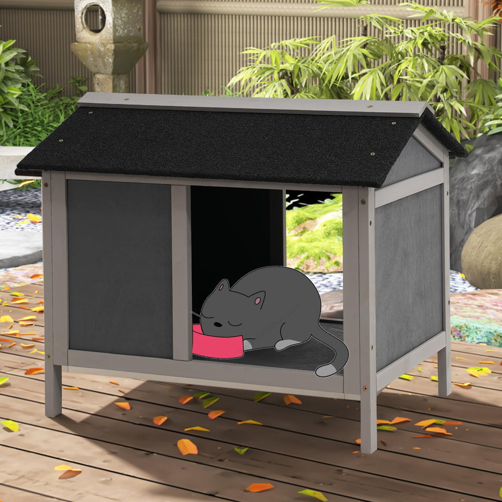 WAYTRIM Cama para gatos impermeable exterior ofrece refugio seguro para comer al aire libre.