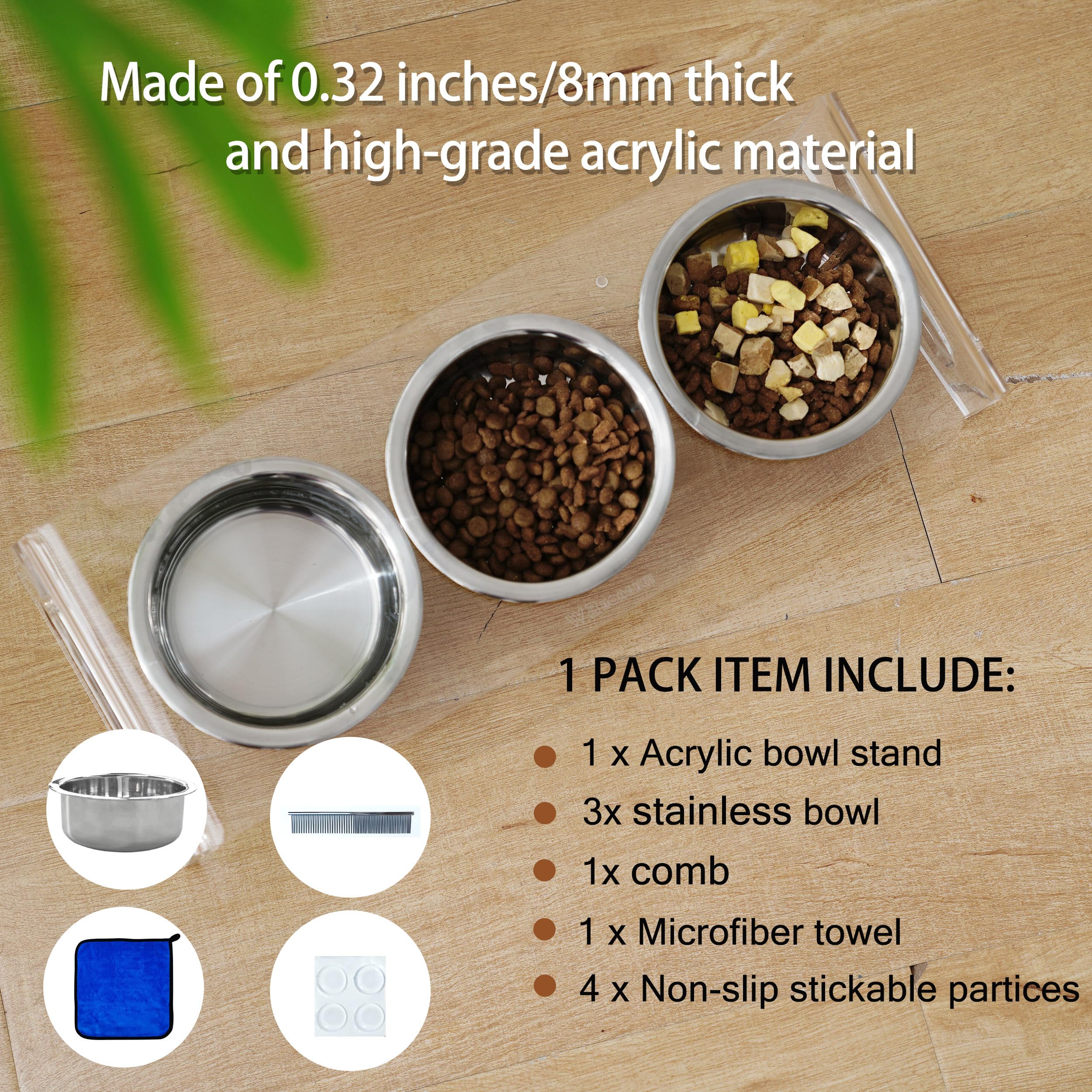 WBHONGHUI conjunto-acrilico-3-platos-para-gatos-y-perritos: ideal para gatos y cachorros.