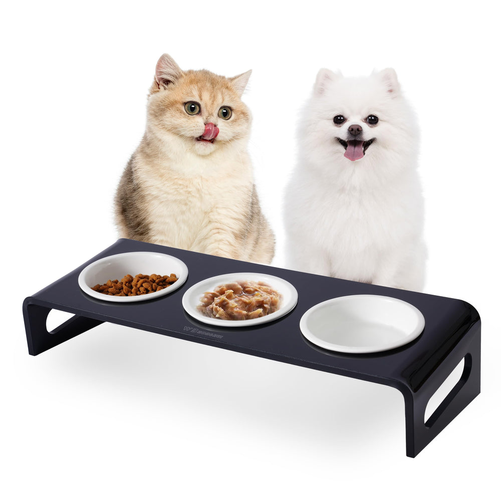 WBHONGHUI cuencos inclinados de 3 platos para mascotas, postura cómoda al comer.