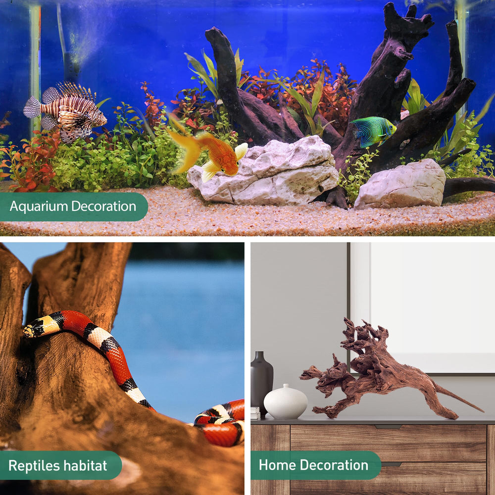 Uso multiforme para acuario y terrarios con madera flotante.