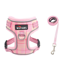 WDPAWS arnés frontal rosa con cuadros para control suave durante paseos nocturnos