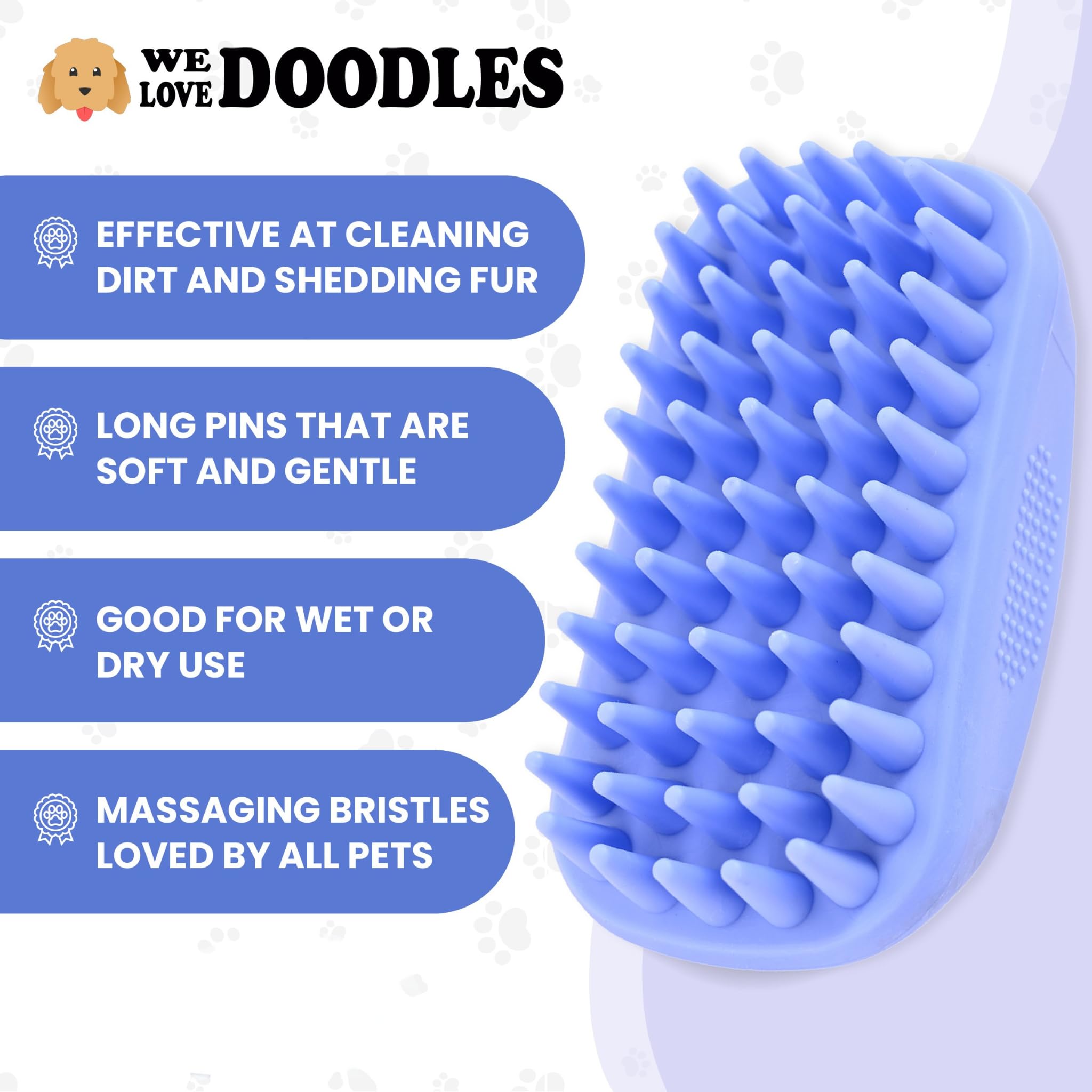 We Love Doodles cepillo para perro con cerdas para limpieza profunda