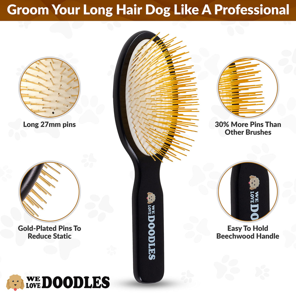 We Love Doodles cepillo para perros con mango de madera ergonómico