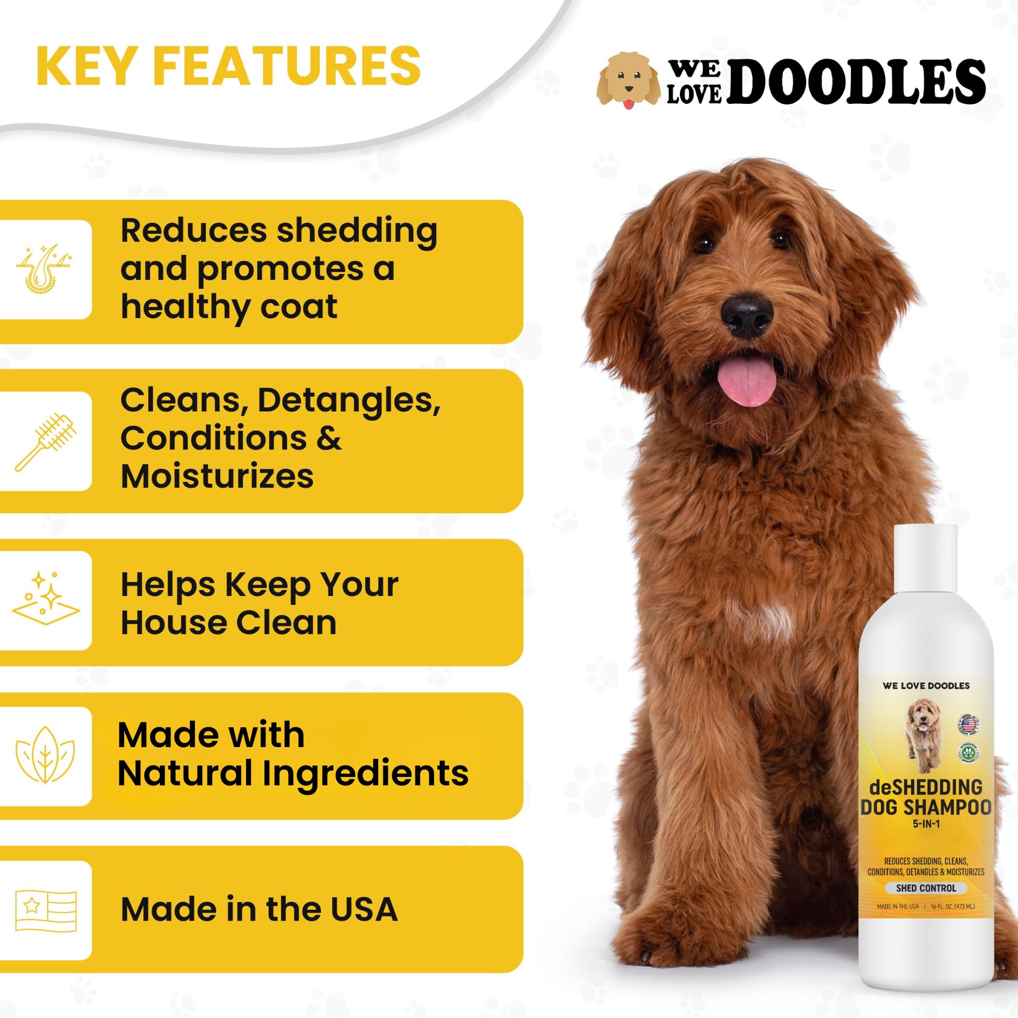 We Love Doodles champú para pelo largo: deja el pelaje suave, brillante y fácil de peinar.
