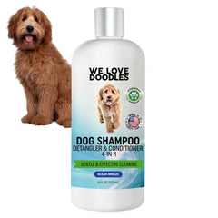 We Love Doodles champú para perros limpia y suaviza el pelaje durante el baño.