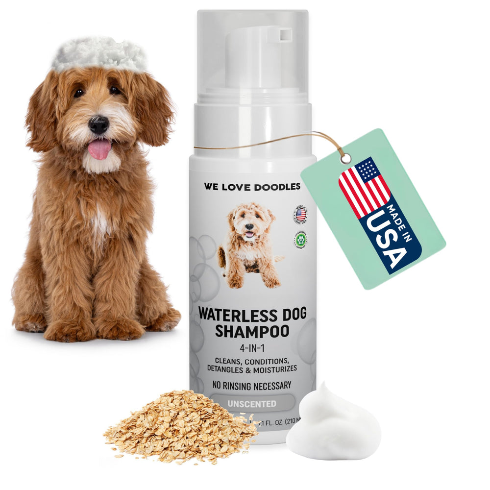 Uso diario cómodo con We Love Doodles champú seco para perros