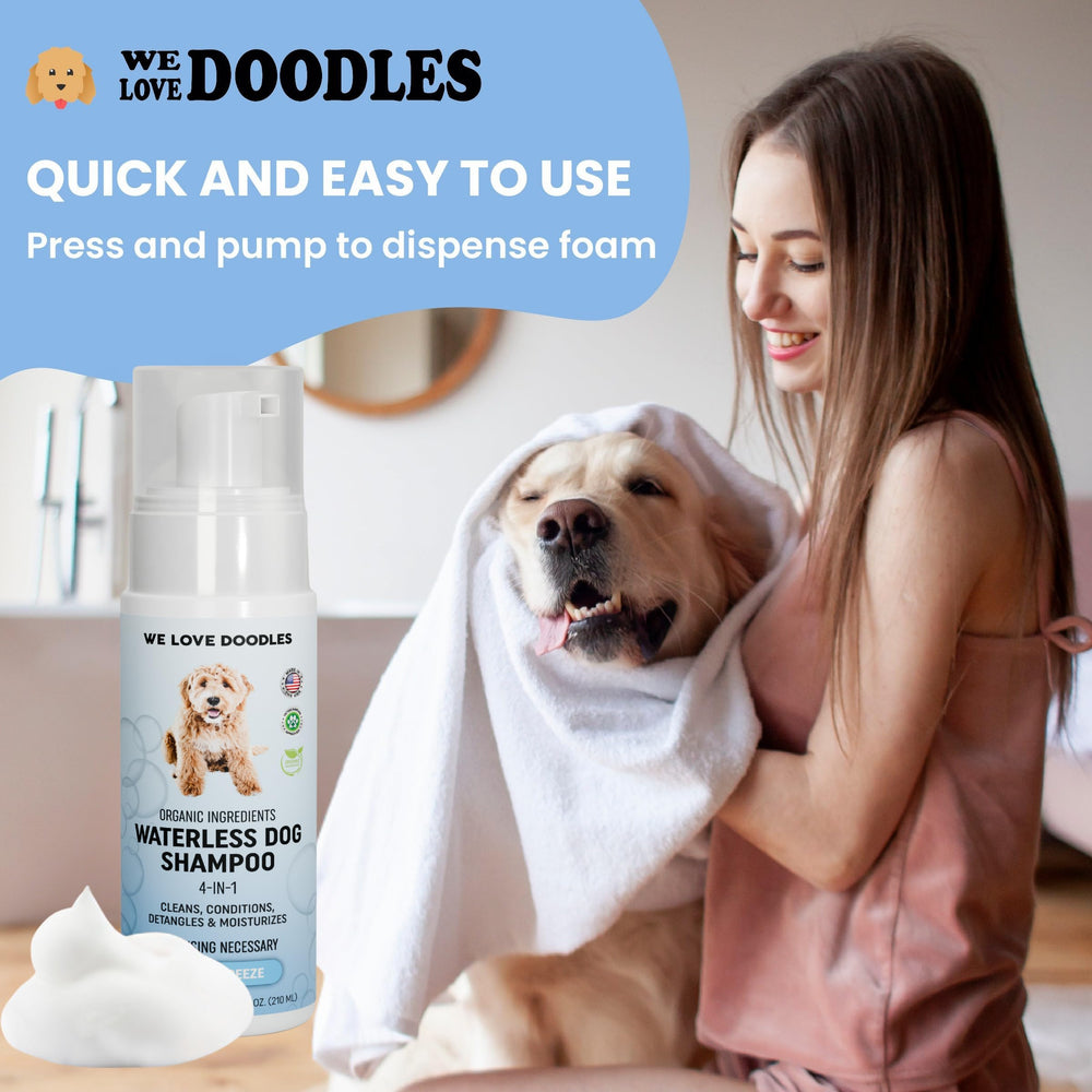 We Love Doodles champú seco para perros, rociado en pelaje para limpieza suave
