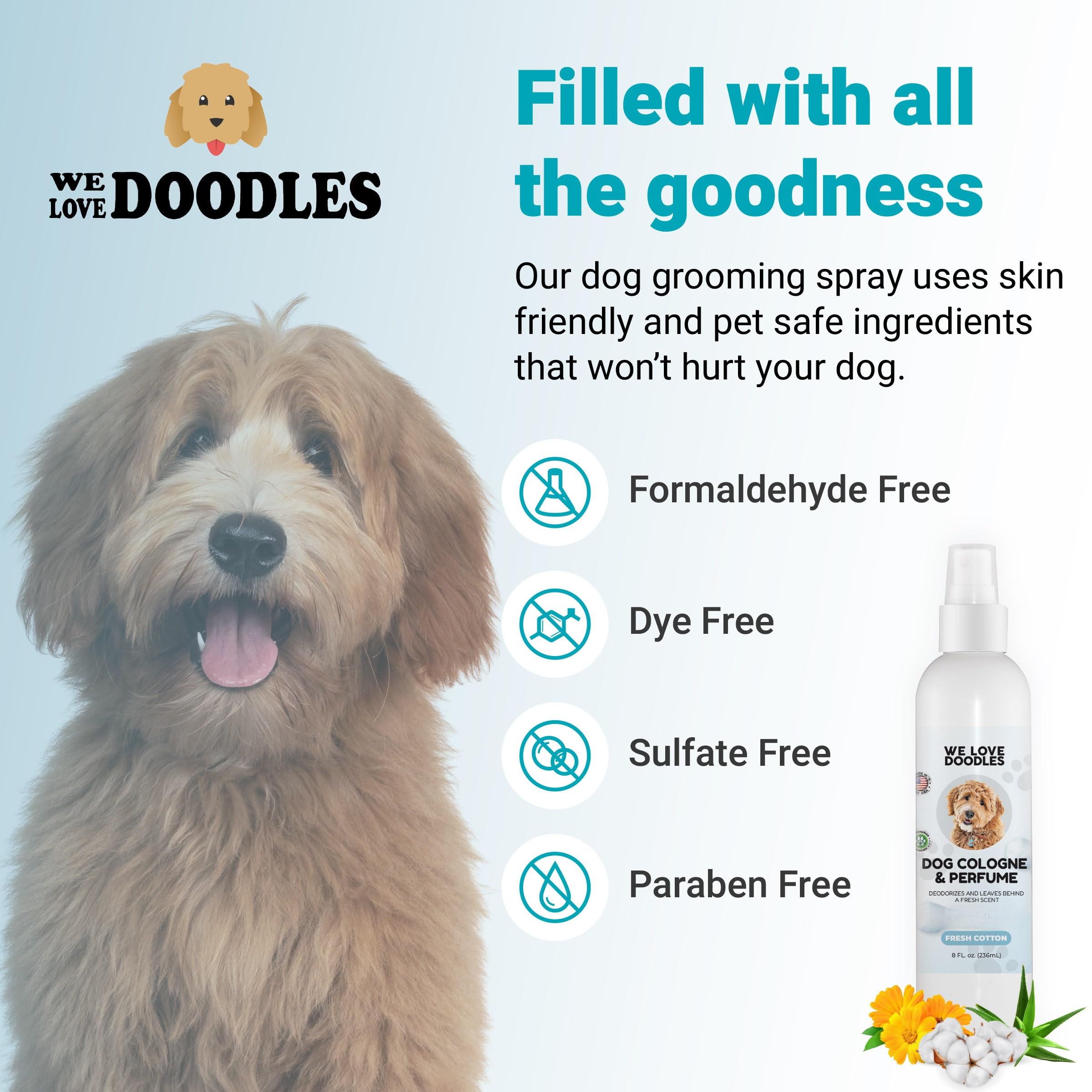 We Love Doodles Cologne de lujo para perros, experiencia premium en cada rocío.