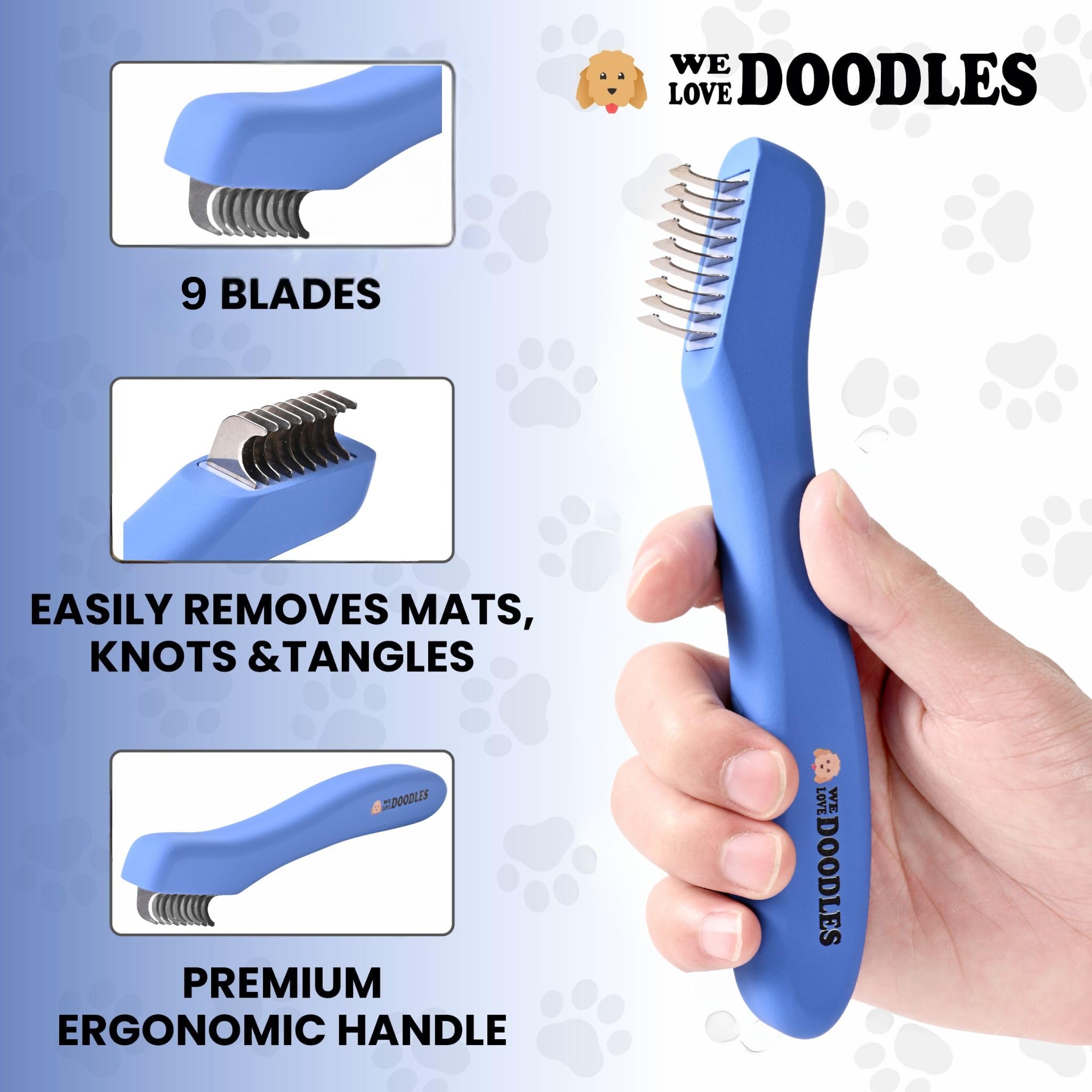 We Love Doodles Desenredador de pelo para mascotas, deslizamiento suave