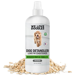 We Love Doodles desenredante para perros, botella lista para uso rápido y suave.