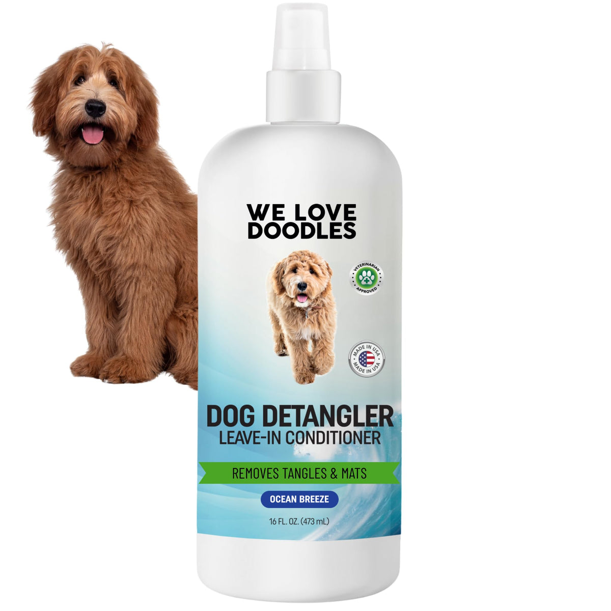 We Love Doodles Aerosol Desenredante para perros, frasco, desenreda el pelaje con suavidad.