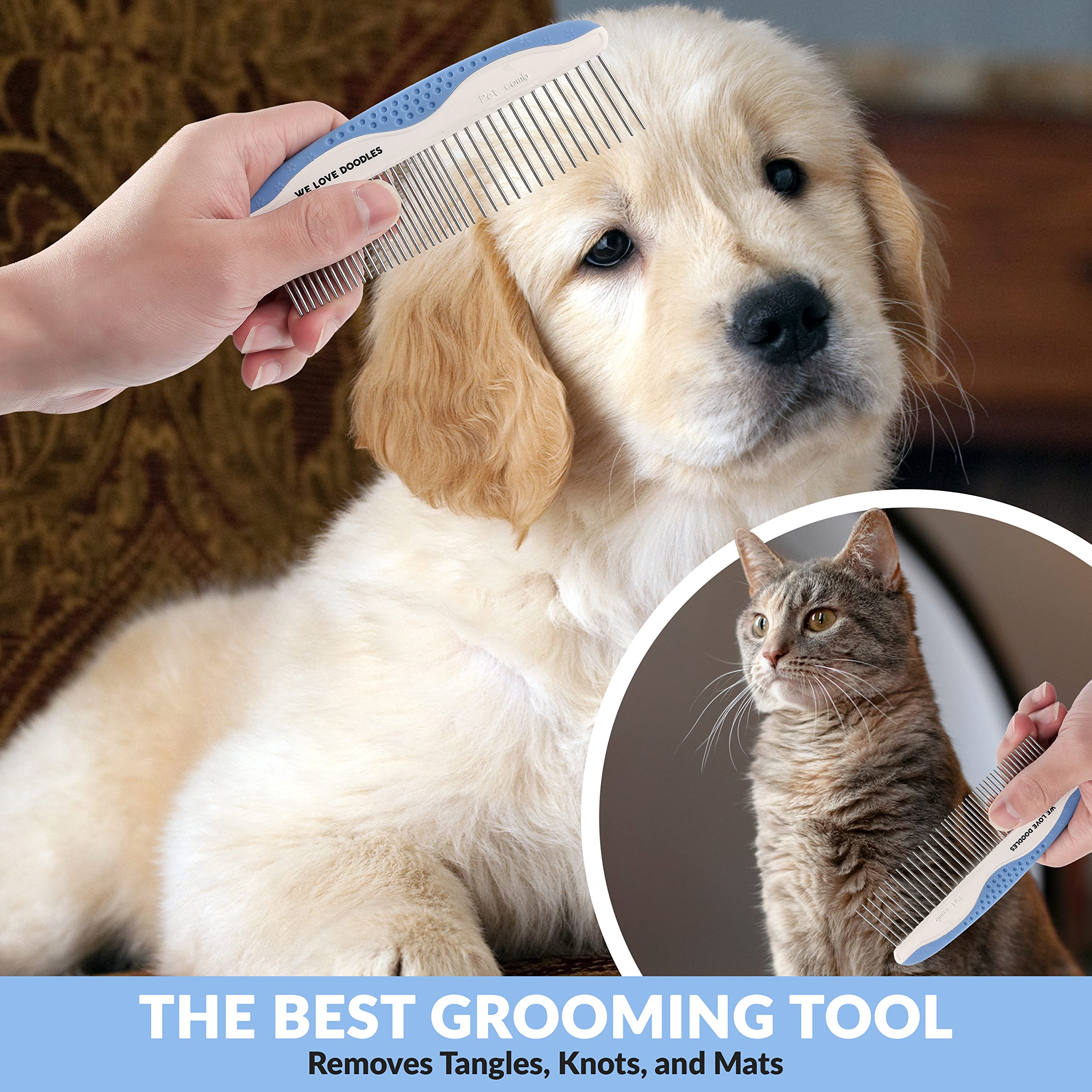 We Love Doodles: dientes largos para dematting, ideal para pelaje denso.