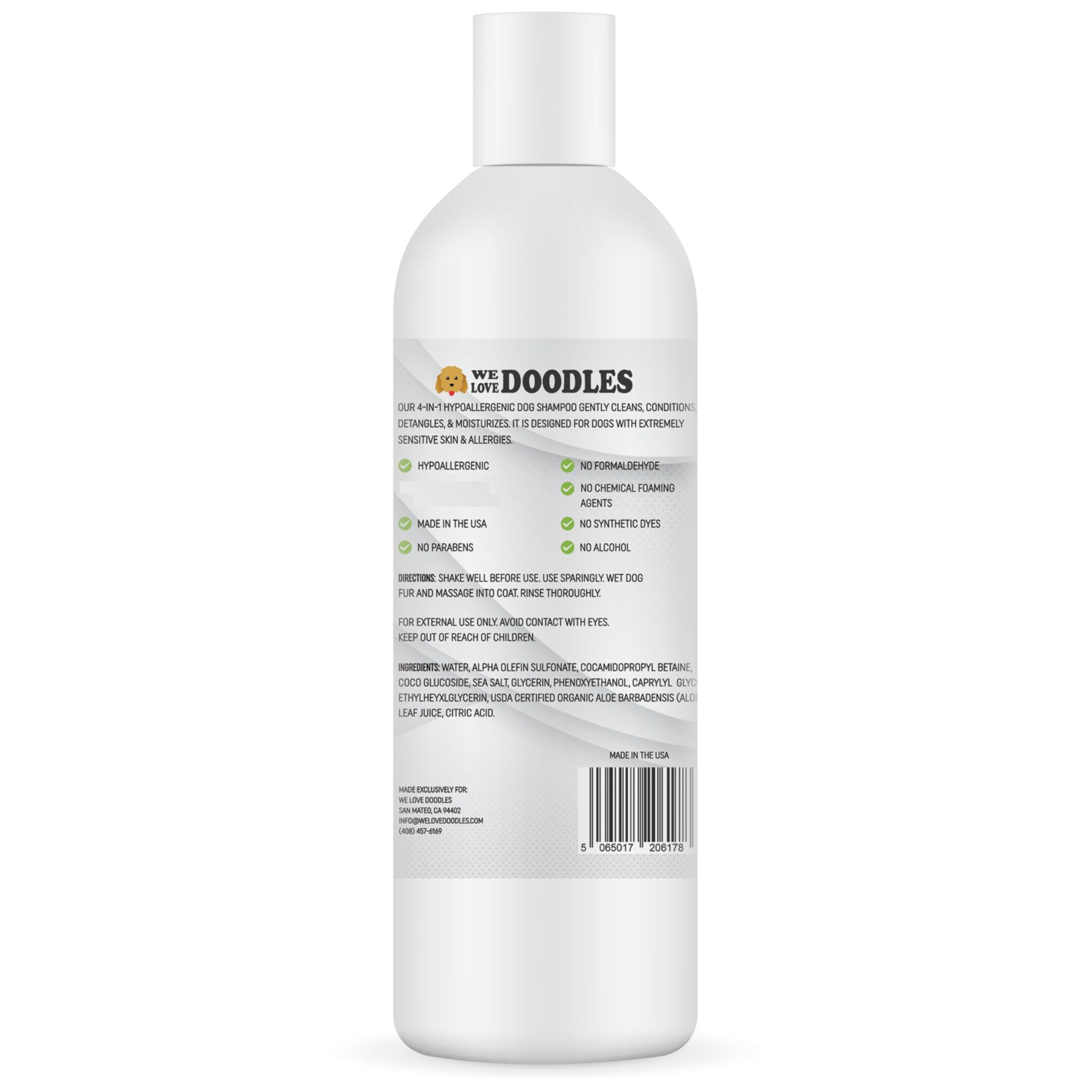 We Love Doodles ingredientes limpios, baño seguro para piel sensible