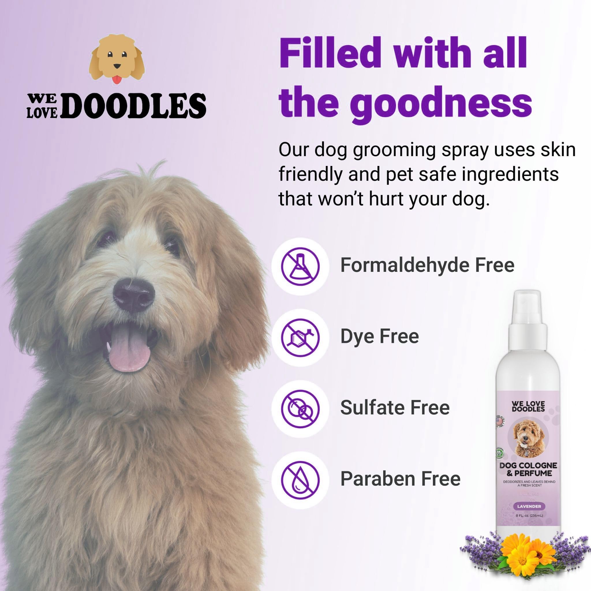 We Love Doodles aroma de lavanda para perros, sensación fresca después del baño