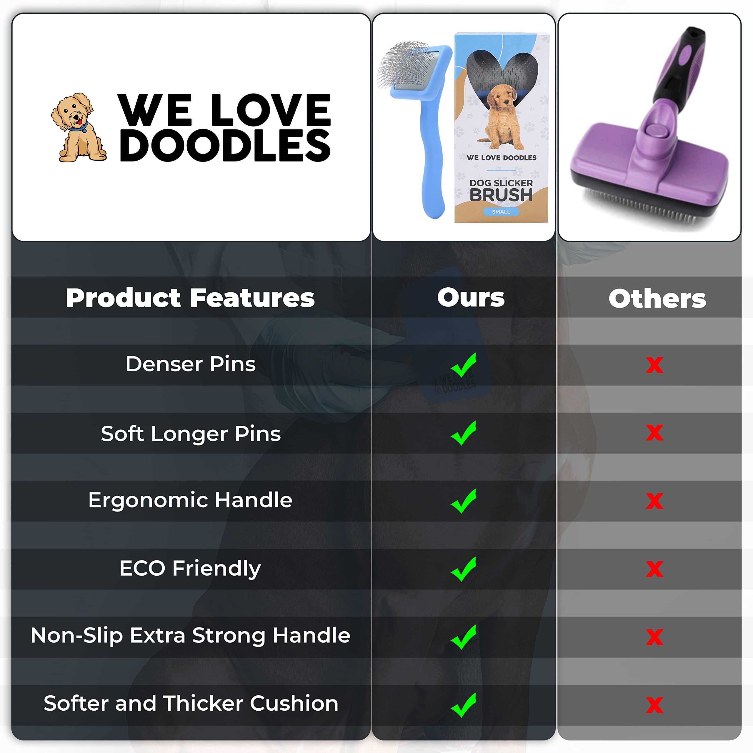 We Love Doodles materiales duraderos para grooming a largo plazo.
