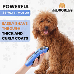 We Love Doodles motor ultra silencioso 55W: perro calmado durante el corte