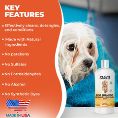 Perro en ducha con We Love Doodles, baño suave y eficiente.