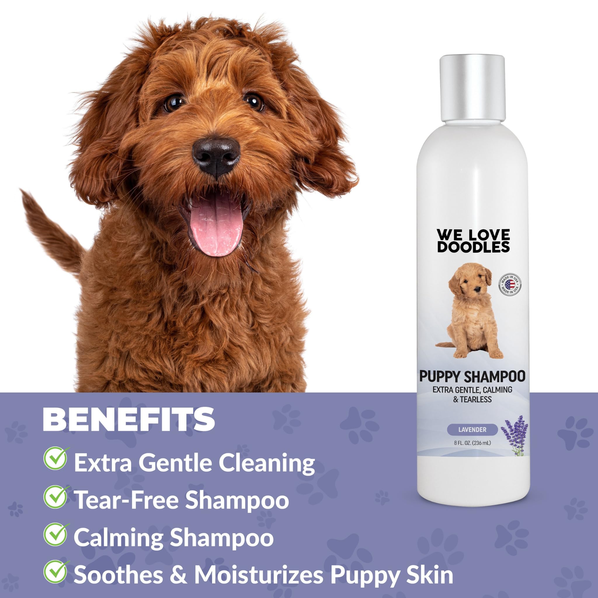 We Love Doodles Puppy Shampoo espuma suave para un enjuague cómodo