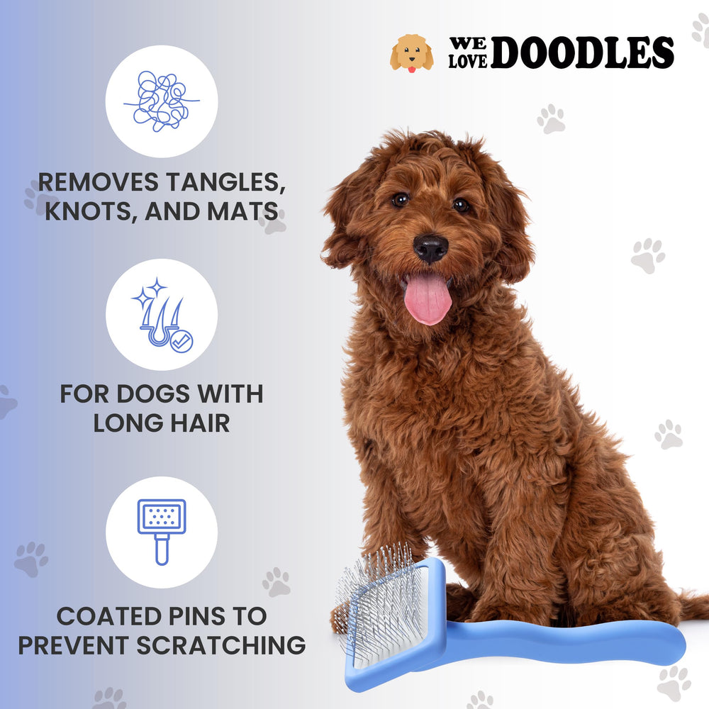 We Love Doodles Cepillo Slicker ideal para desenredar y desmatar pelaje suave.