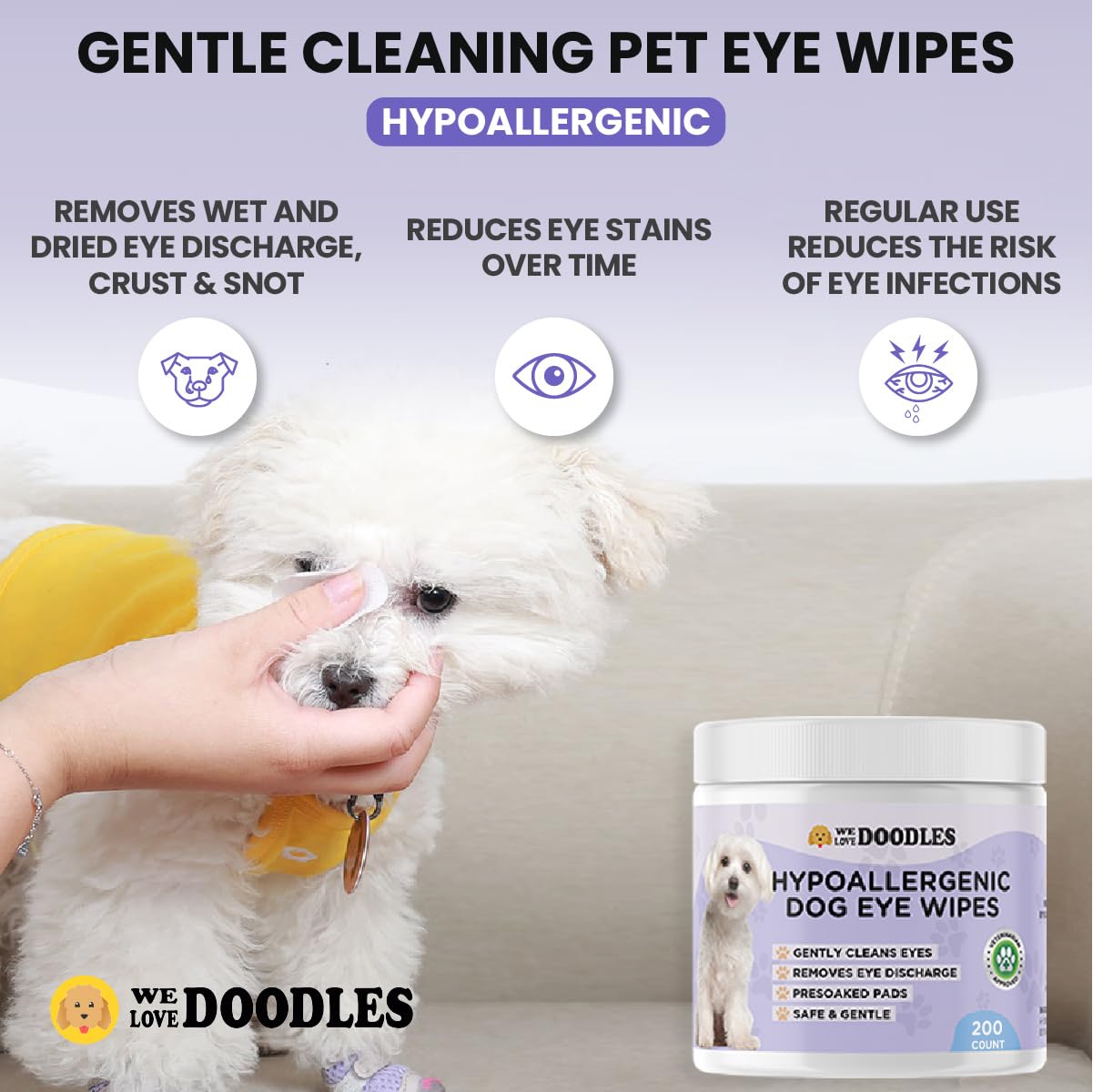 We Love Doodles toallitas oculares para perros eliminan manchas de lágrimas