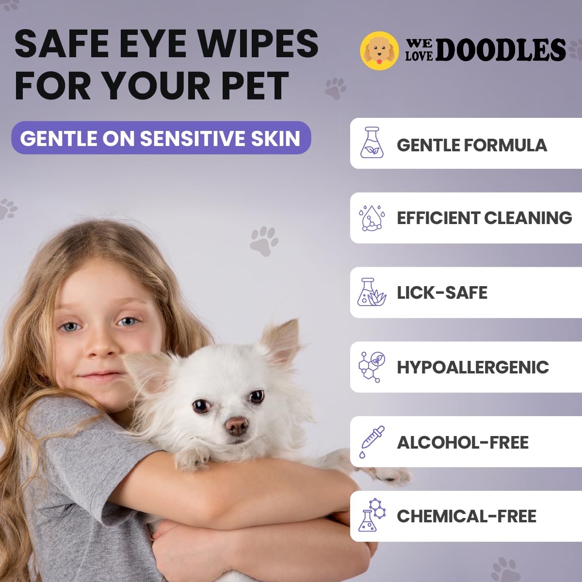 We Love Doodles toallitas oculares para perros limpieza suave y rápida