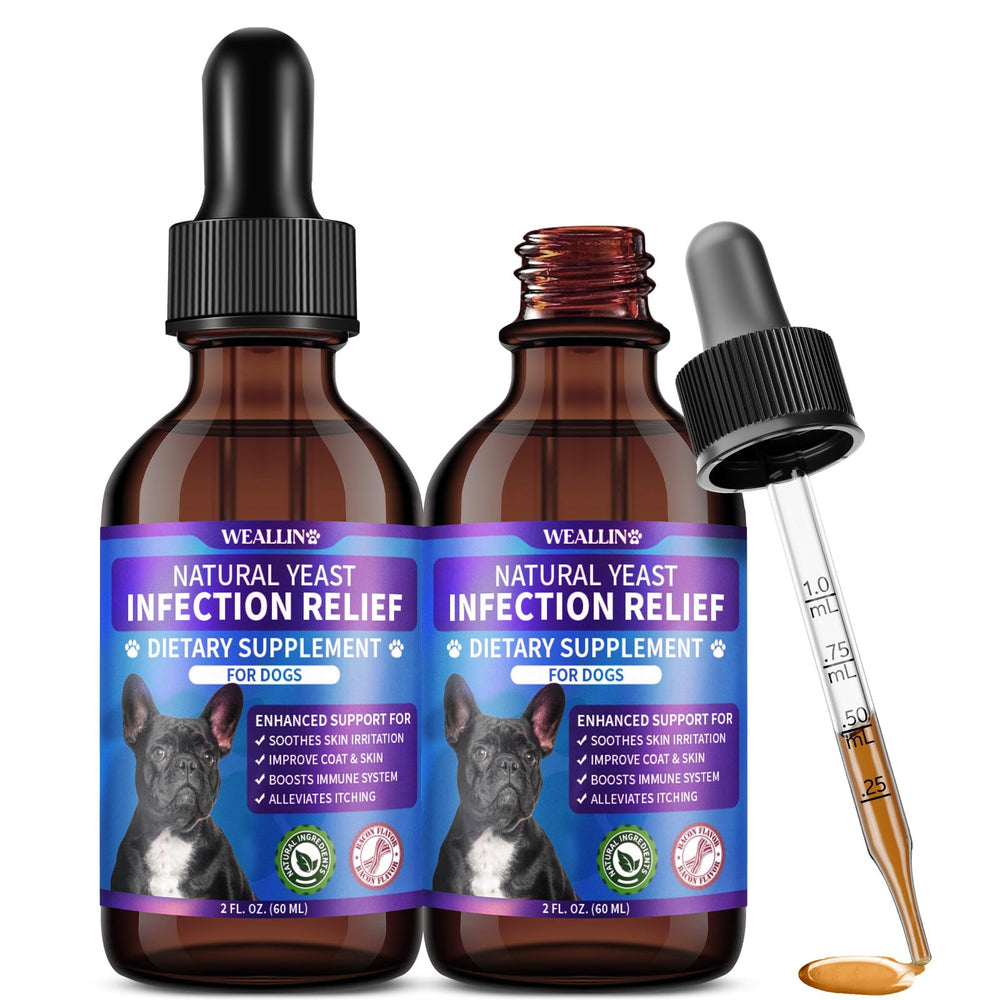 WEALLIN Gotas probióticas para perros: empaque visible y uso diario.