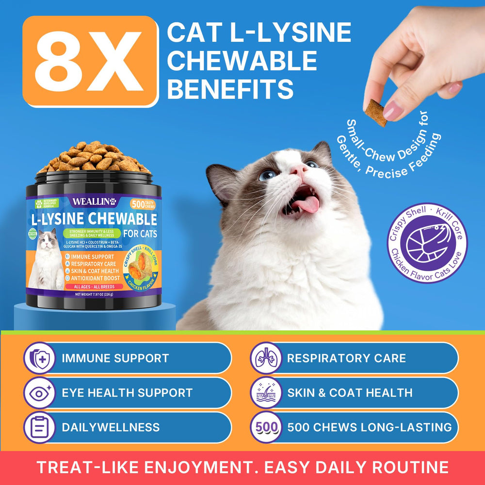WEALLIN lisina para gatos: sabor a pollo, fácil de digerir y aceptado