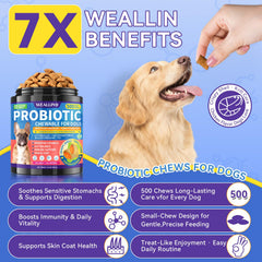 WEALLIN probióticos para perros con núcleo de krill para digestión diaria.