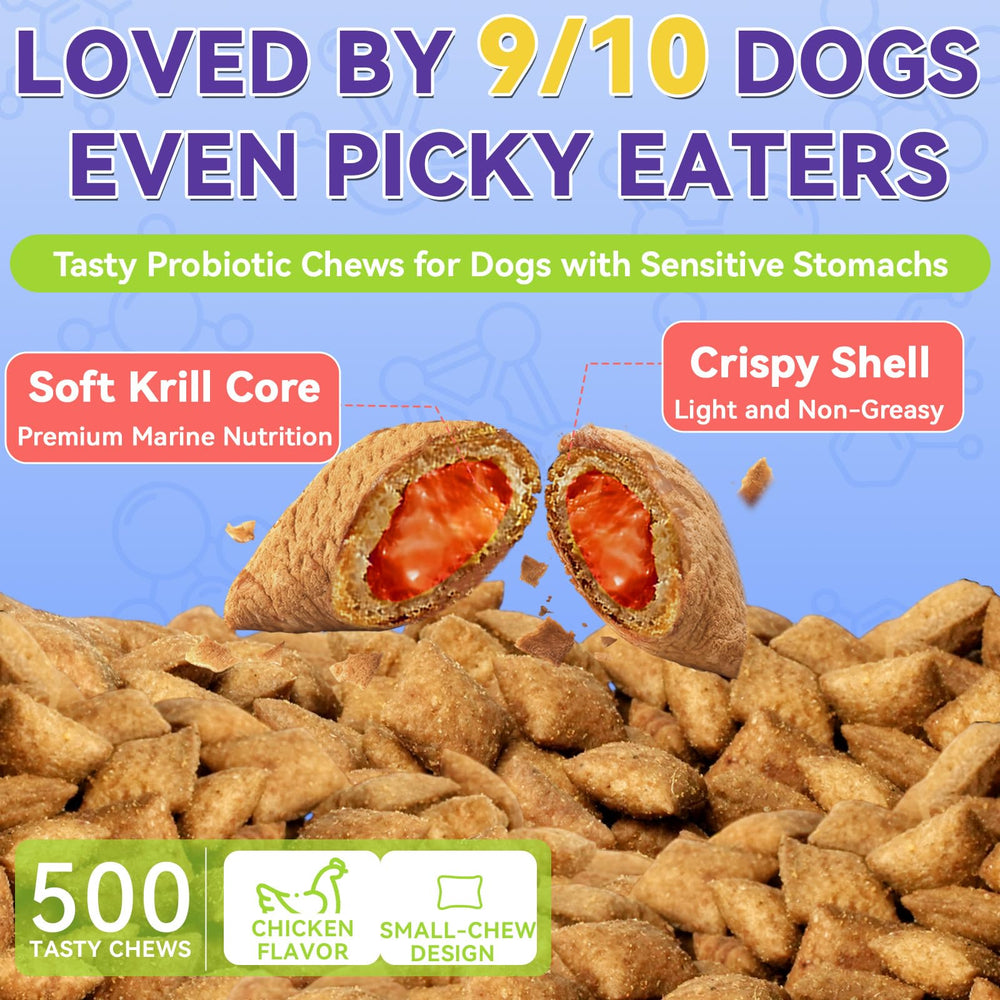 WEALLIN probióticos para perros sabor pollo para una recompensa sabrosa.