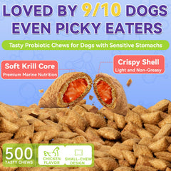 WEALLIN probióticos para perros sabor pollo para una recompensa sabrosa.