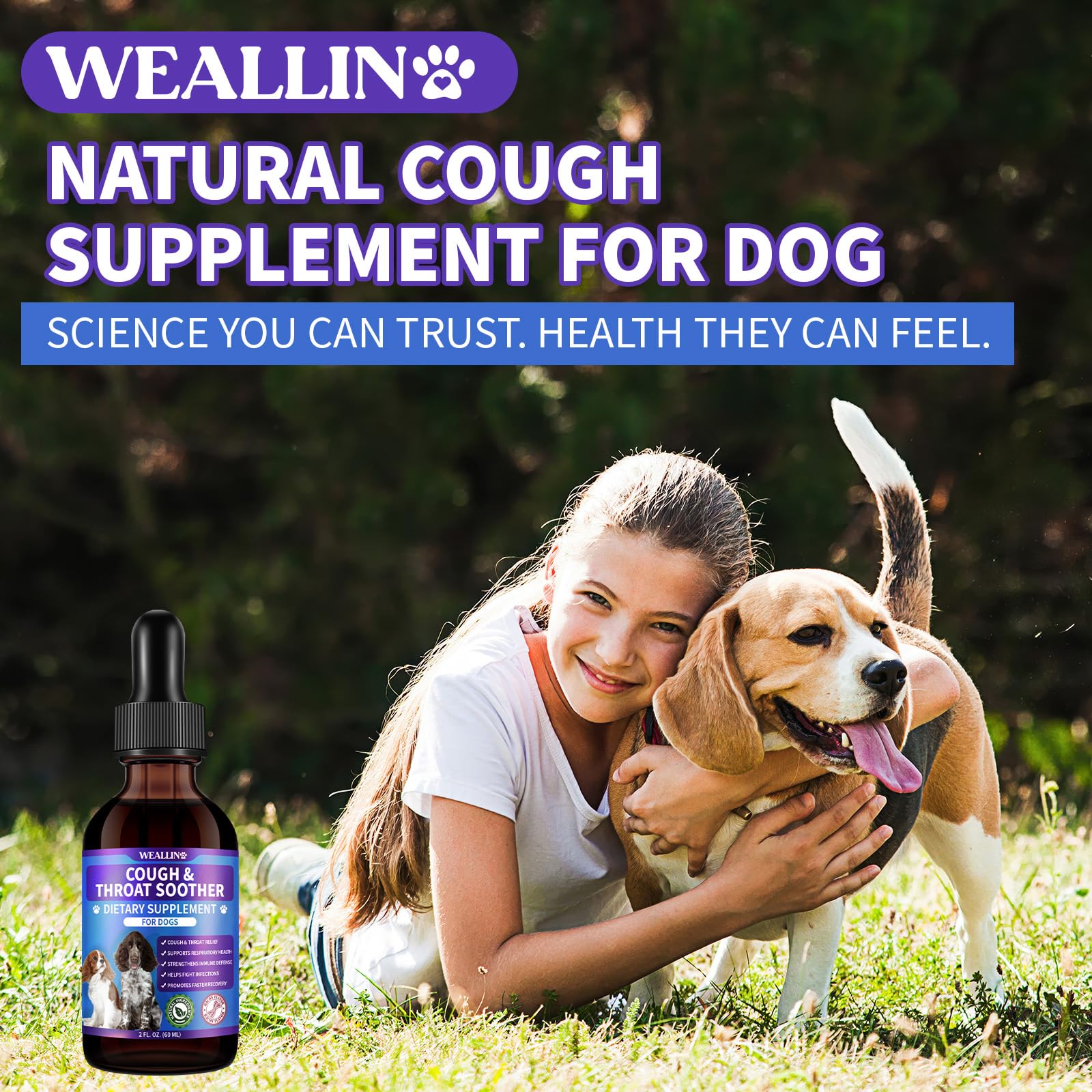 WEALLIN Tos para perros, cuidado-diario: soporte suave para tos ocasional y confort.
