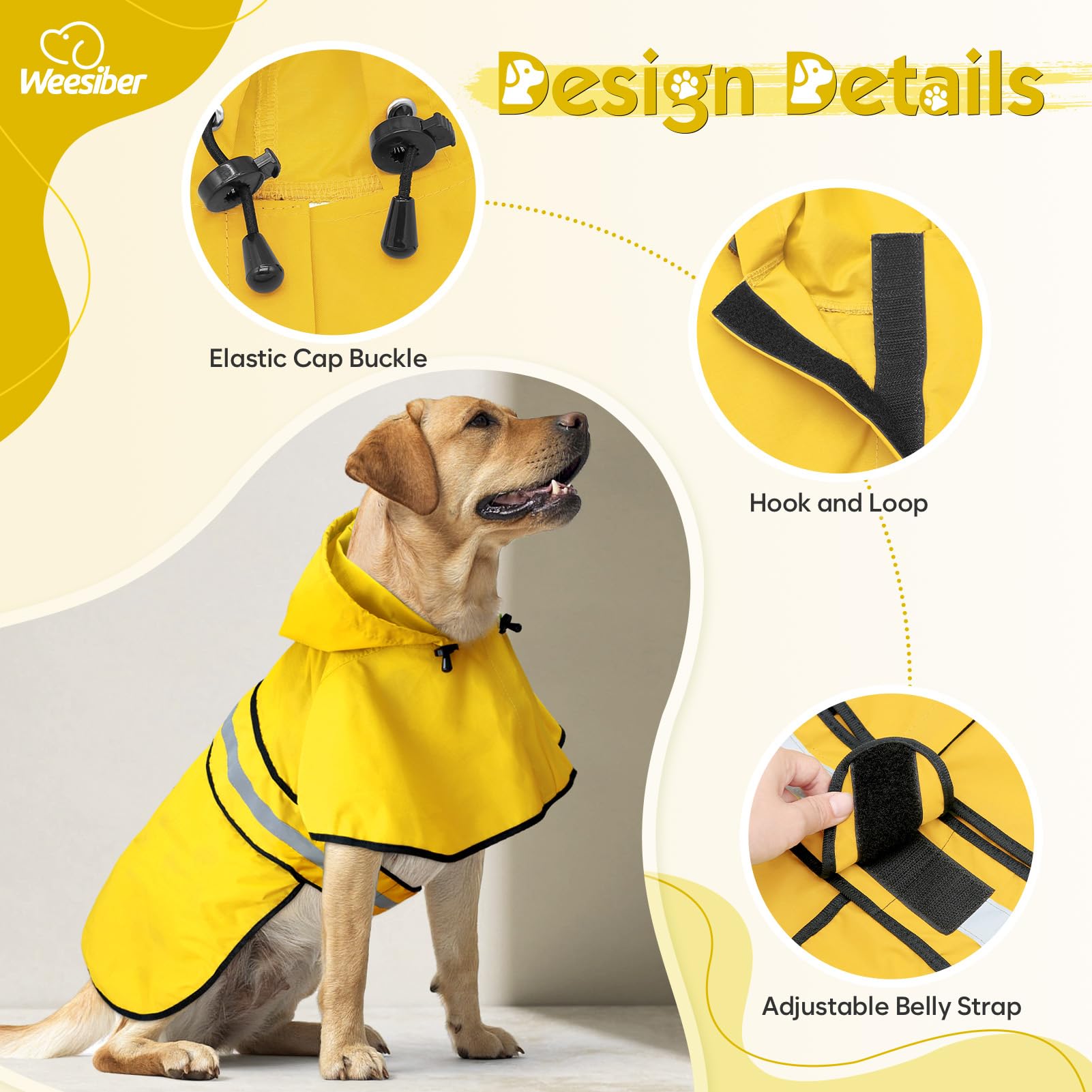 Chaqueta para perro Weesiber, poncho con banda reflectante para mayor visibilidad.